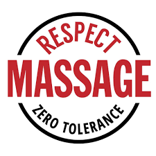 Logo featuring the text "RESPECT MASSAGE" with "ZERO TOLERANCE" in a circular design.
